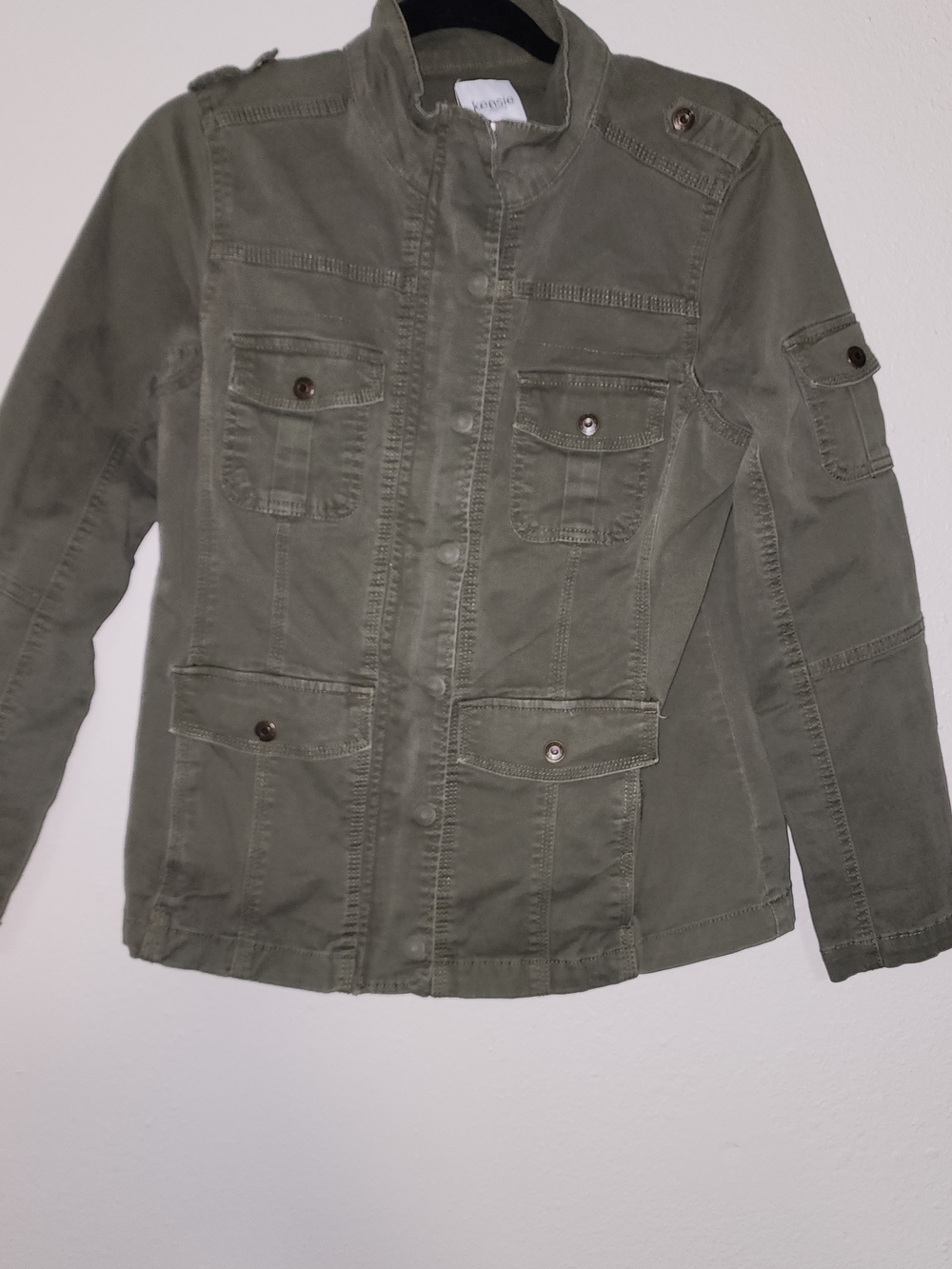 Kensie Olive Green Utility Jacket with Front Pockets - Picture 3 of 4